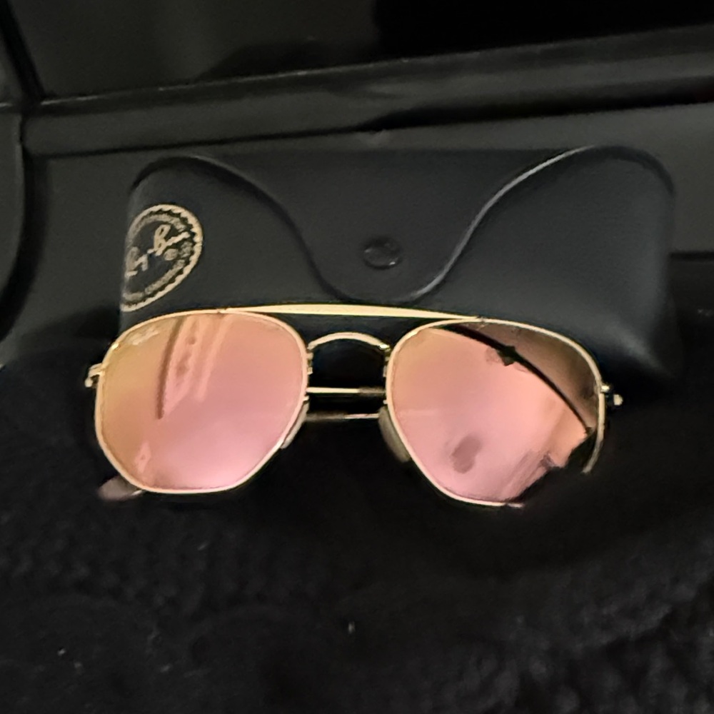 Ray-Ban The Marshal Gold and Pink mirrored Sunglasses